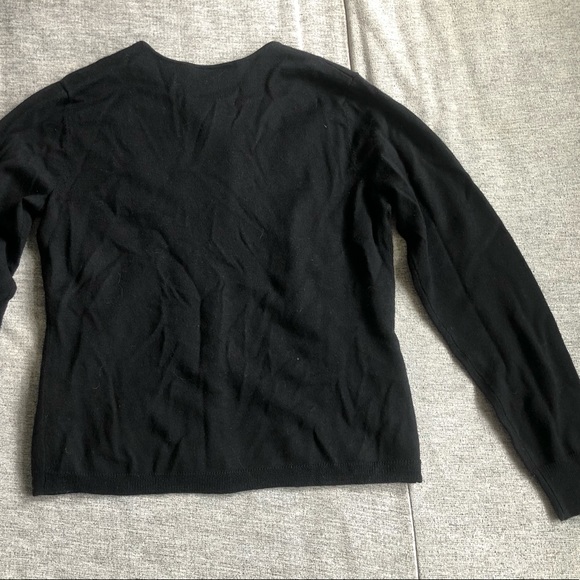 New Banana Republic black fine merino wool silk beaded cardigan sweater M medium - Picture 5 of 5
